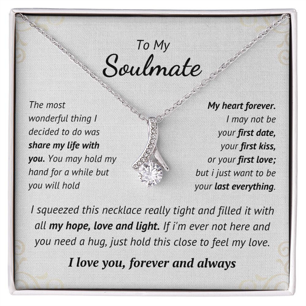 To Soulmate Necklace Gift for Girlfriend Wife Birthday Valentines Day Christmas