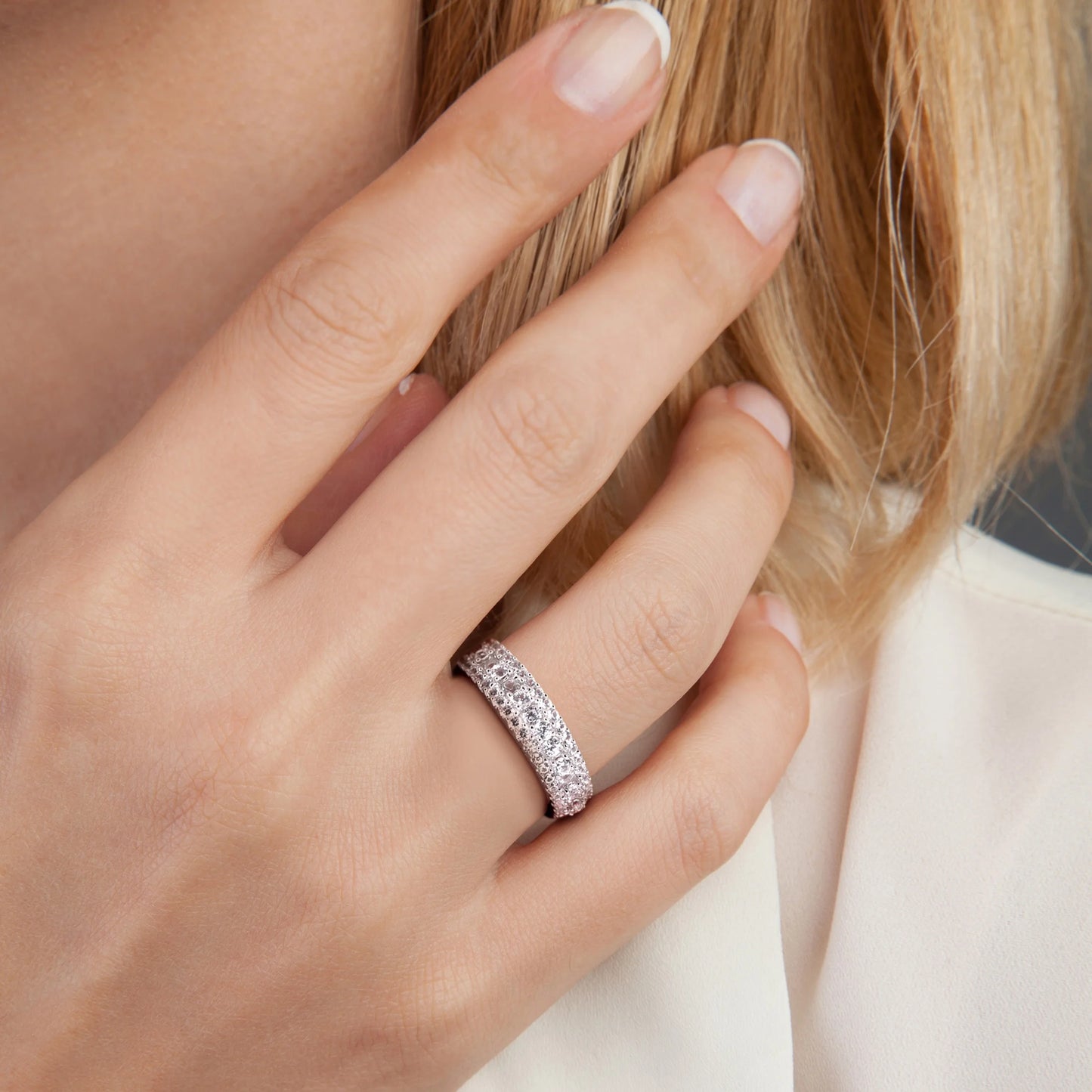 Women'S Created Sapphire Sterling Silver Ring